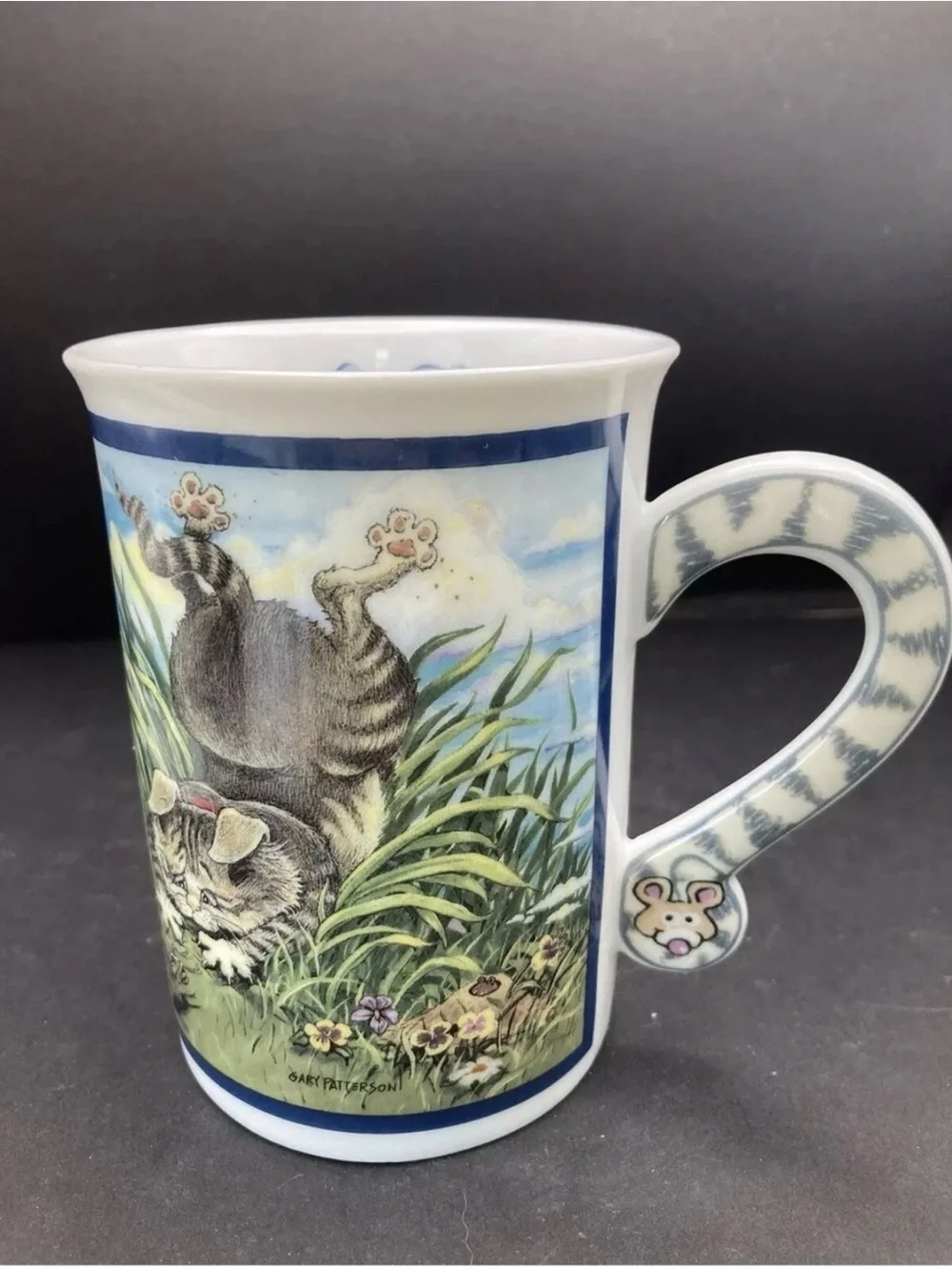 Cat Mug “ On The Prowl “ Comical Cats Porcelain Collector Mugs Gary Patterson